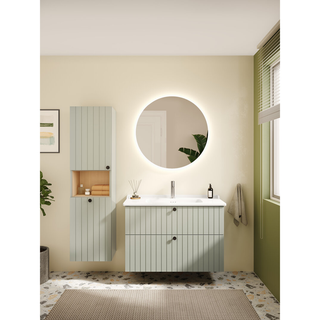 VitrA Root Groove Çift Çekmeceli Lavabo Dolabı, 100 cm, Mat Retro Yeşil (Yuvarlak Lavabo Dahil),69463 - 11