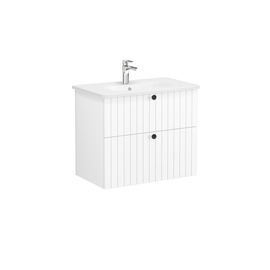 VitrA Root Groove Çift Çekmeceli Lavabo Dolabı, 80 cm, Mat Beyaz (Yuvarlak Lavabo Dahil),69436 - 6