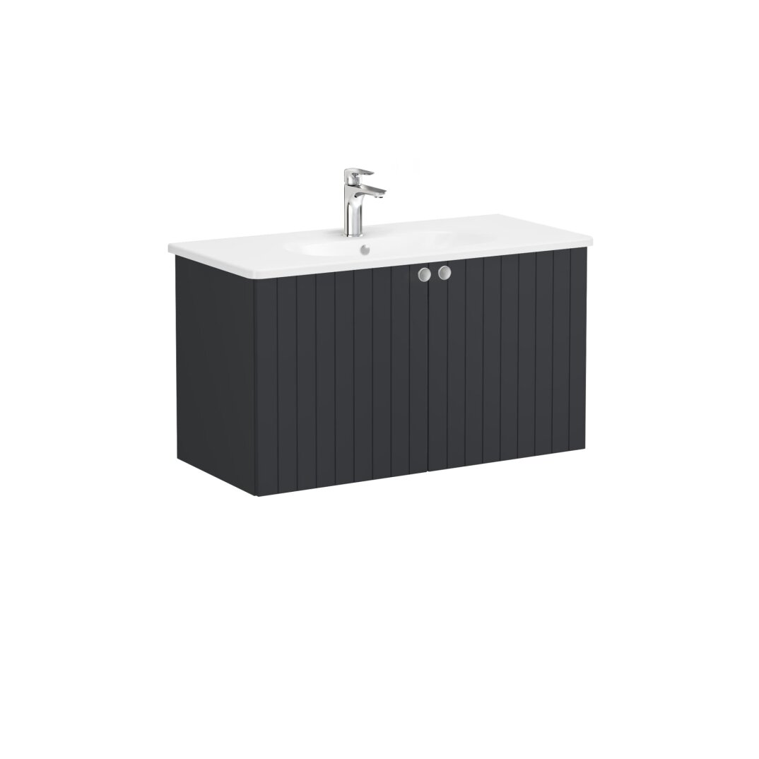 VitrA Root Groove Kapaklı Lavabo Dolabı, 100 cm, Mat Grafit (Yuvarlak Lavabo Dahil),69314 - 1