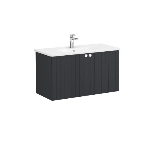 VitrA Root Groove Kapaklı Lavabo Dolabı, 100 cm, Mat Grafit (Yuvarlak Lavabo Dahil),69314 - 2