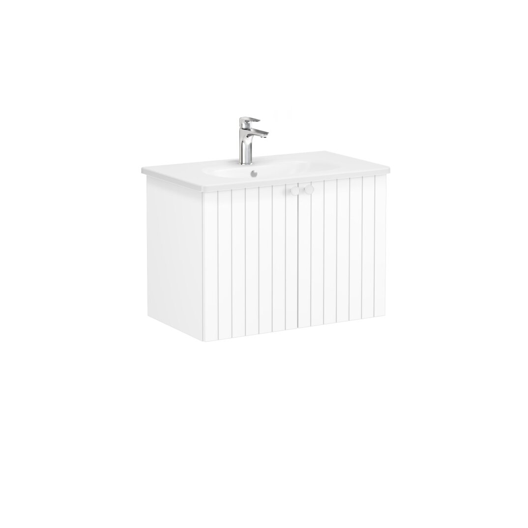 VitrA Root Groove Kapaklı Lavabo Dolabı, 80 cm, Mat Beyaz (Yuvarlak Lavabo Dahil),69289 - 5