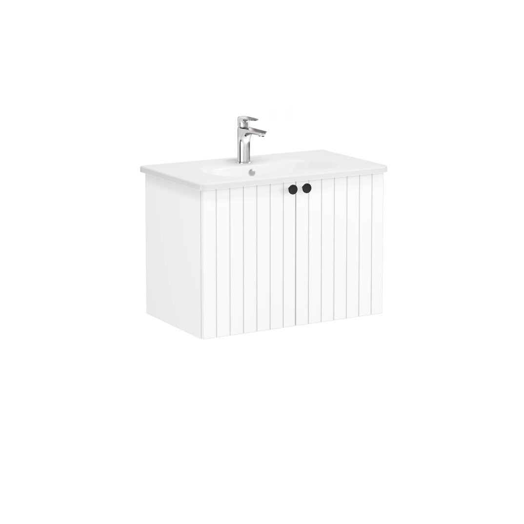 VitrA Root Groove Kapaklı Lavabo Dolabı, 80 cm, Mat Beyaz (Yuvarlak Lavabo Dahil),69289 - 6