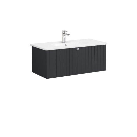 VitrA Root Groove Tek Çekmeceli Lavabo Dolabı, 100 cm, Mat Grafit (Yuvarlak Lavabo Dahil),69398