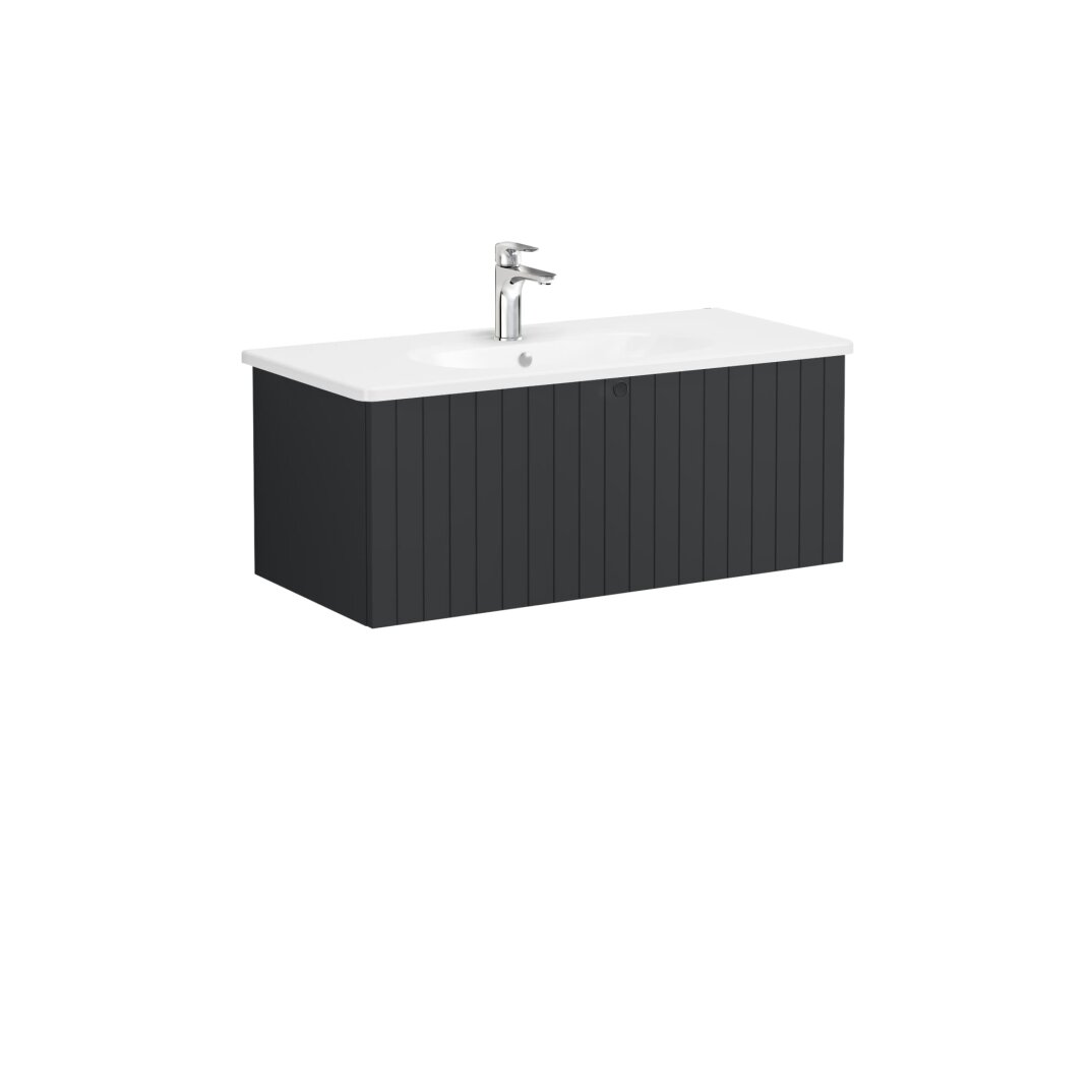 VitrA Root Groove Tek Çekmeceli Lavabo Dolabı, 100 cm, Mat Grafit (Yuvarlak Lavabo Dahil),69398 - 2