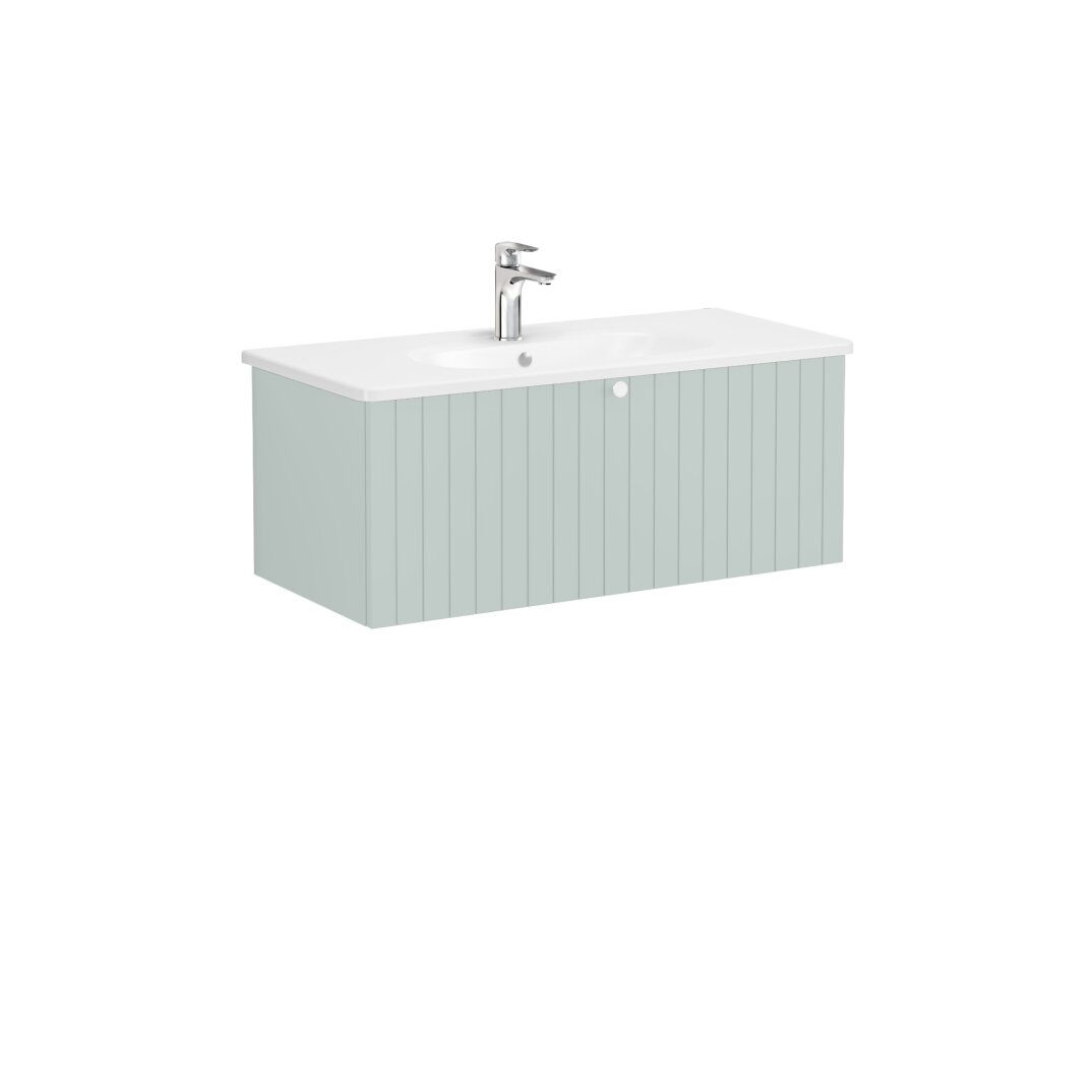 VitrA Root Groove Tek Çekmeceli Lavabo Dolabı, 100 cm, Mat Retro Yeşil (Yuvarlak Lavabo Dahil),69400 - 7