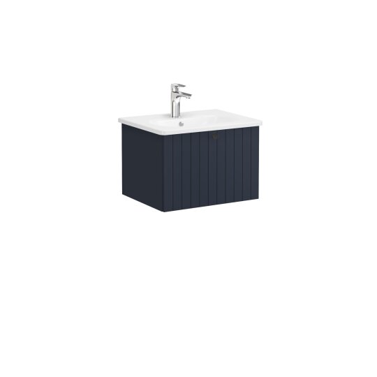 VitrA Root Groove Tek Çekmeceli Lavabo Dolabı, 60 cm, Mat Lacivert (Yuvarlak Lavabo Dahil),69357