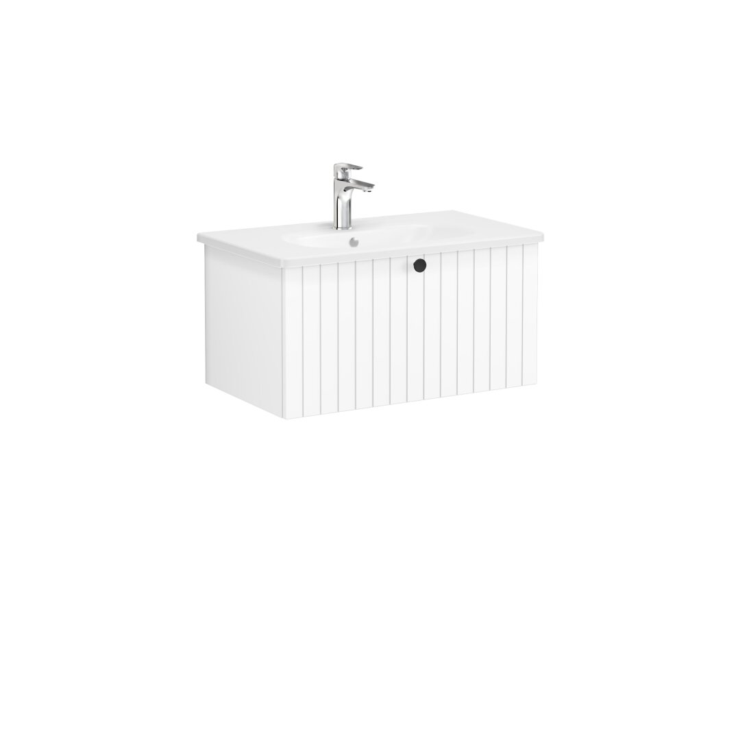 VitrA Root Groove Tek Çekmeceli Lavabo Dolabı, 80 cm, Mat Beyaz (Yuvarlak Lavabo Dahil),69373 - 4