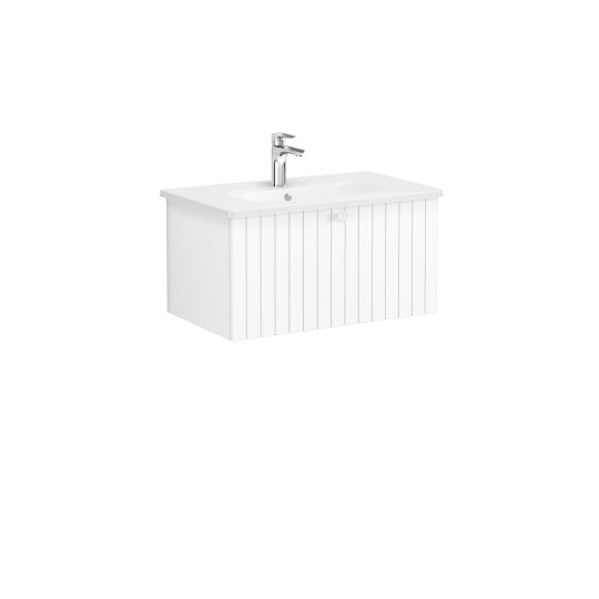 VitrA Root Groove Tek Çekmeceli Lavabo Dolabı, 80 cm, Mat Beyaz (Yuvarlak Lavabo Dahil),69373 - 5