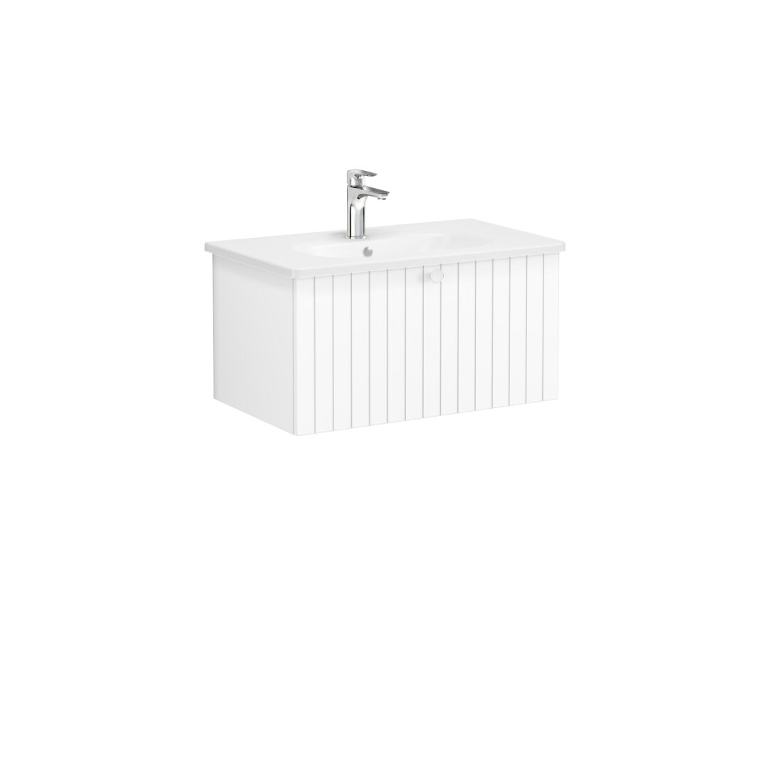 VitrA Root Groove Tek Çekmeceli Lavabo Dolabı, 80 cm, Mat Beyaz (Yuvarlak Lavabo Dahil),69373 - 5