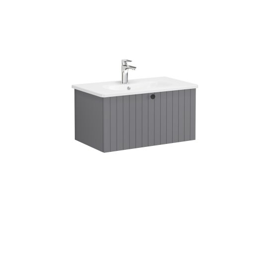 VitrA Root Groove Tek Çekmeceli Lavabo Dolabı, 80 cm, Mat Gri (Yuvarlak Lavabo Dahil),69375 - 4