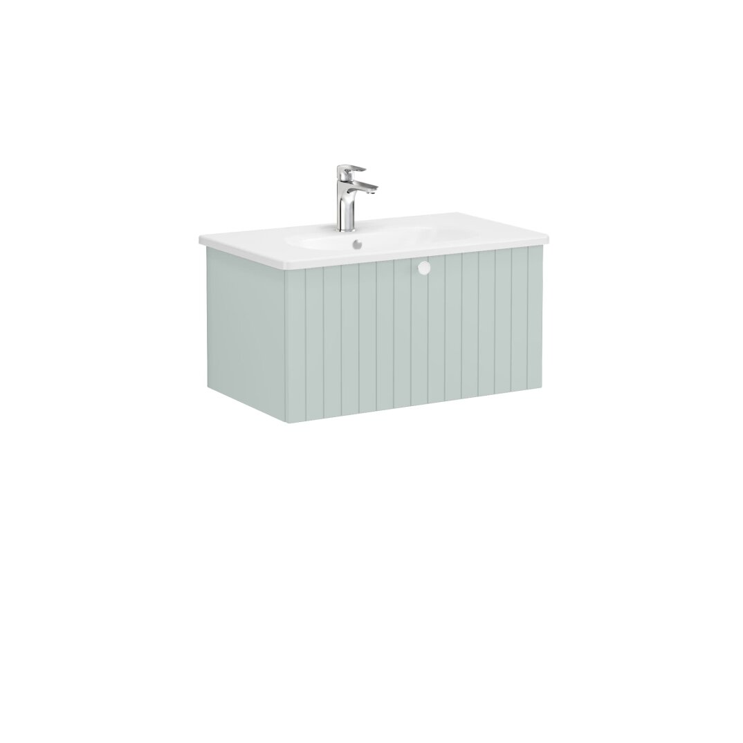 VitrA Root Groove Tek Çekmeceli Lavabo Dolabı, 80 cm, Mat Retro Yeşil (Yuvarlak Lavabo Dahil),69379 - 2