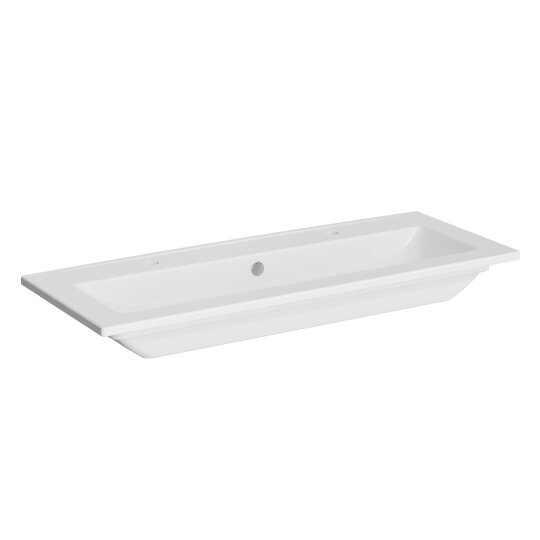 VitrA S20 Square Çift Armatür Delikli Etajerli Lavabo, 120 cm, 7679B003-1474 - 2