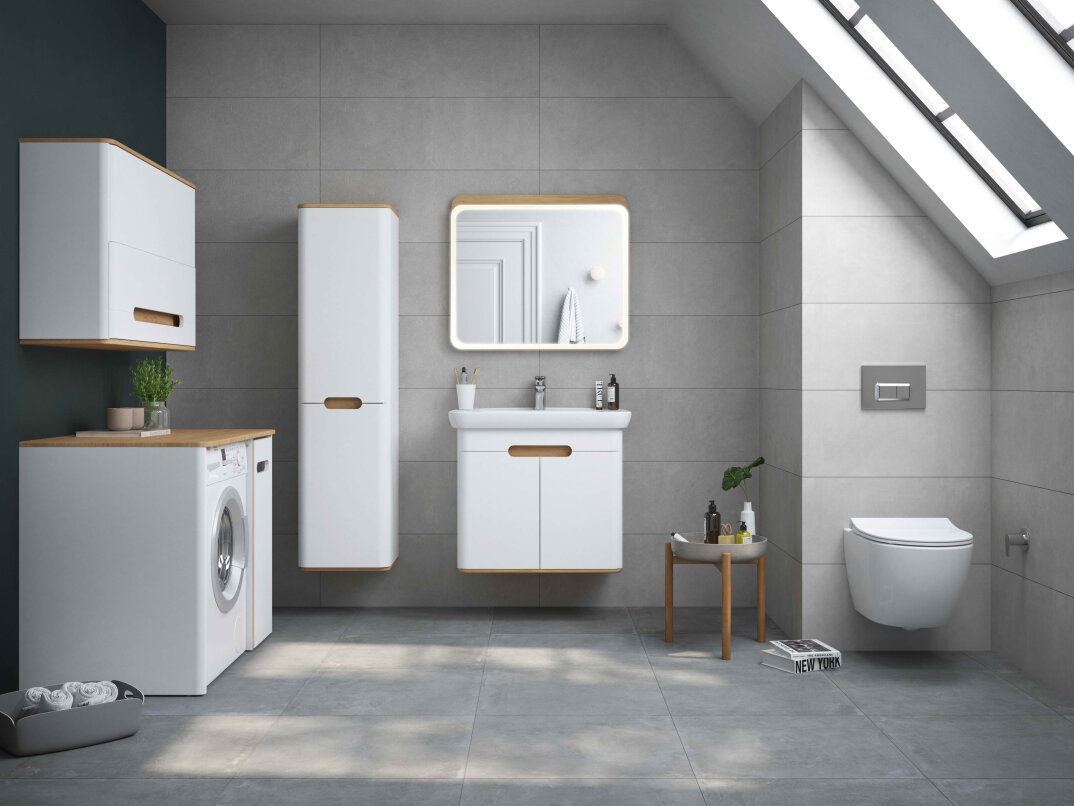 VitrA Sento Çamaşır Sepetli Boy Dolabı, Ayaksız, Sağ, Mat Beyaz,60842 - 2
