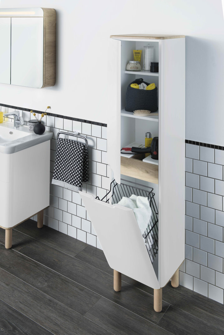 VitrA Sento Çamaşır Sepetli Boy Dolabı, Ayaksız, Sağ, Mat Beyaz,60842 - 3