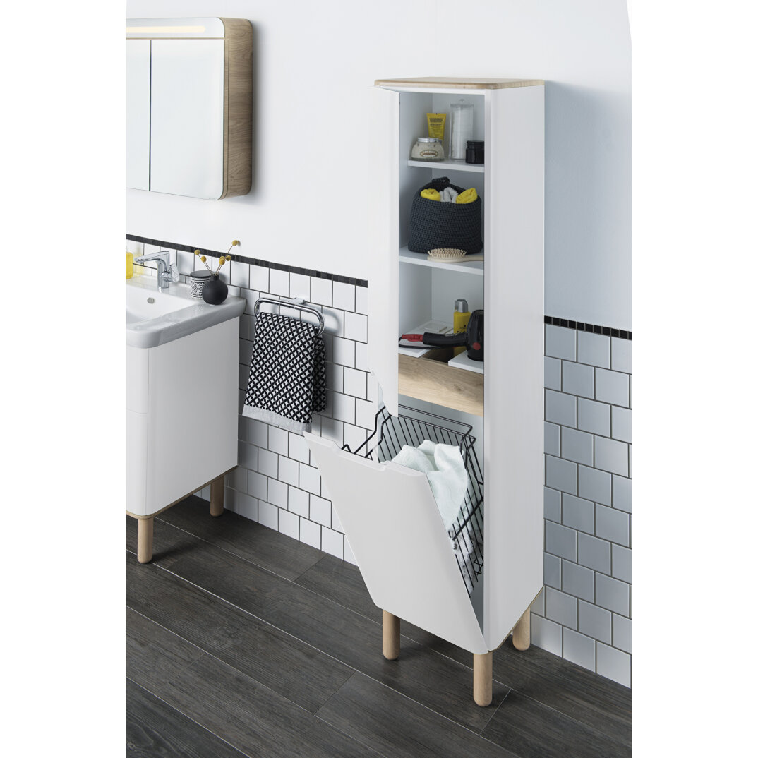 VitrA Sento Çamaşır Sepetli Boy Dolabı, Ayaksız, Sağ, Mat Beyaz,60842 - 9