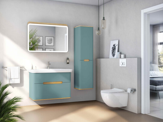 VitrA Sento Çamaşır Sepetli Boy Dolabı, Ayaksız, Sağ, Mat Fiyord Yeşili,65893 - 2