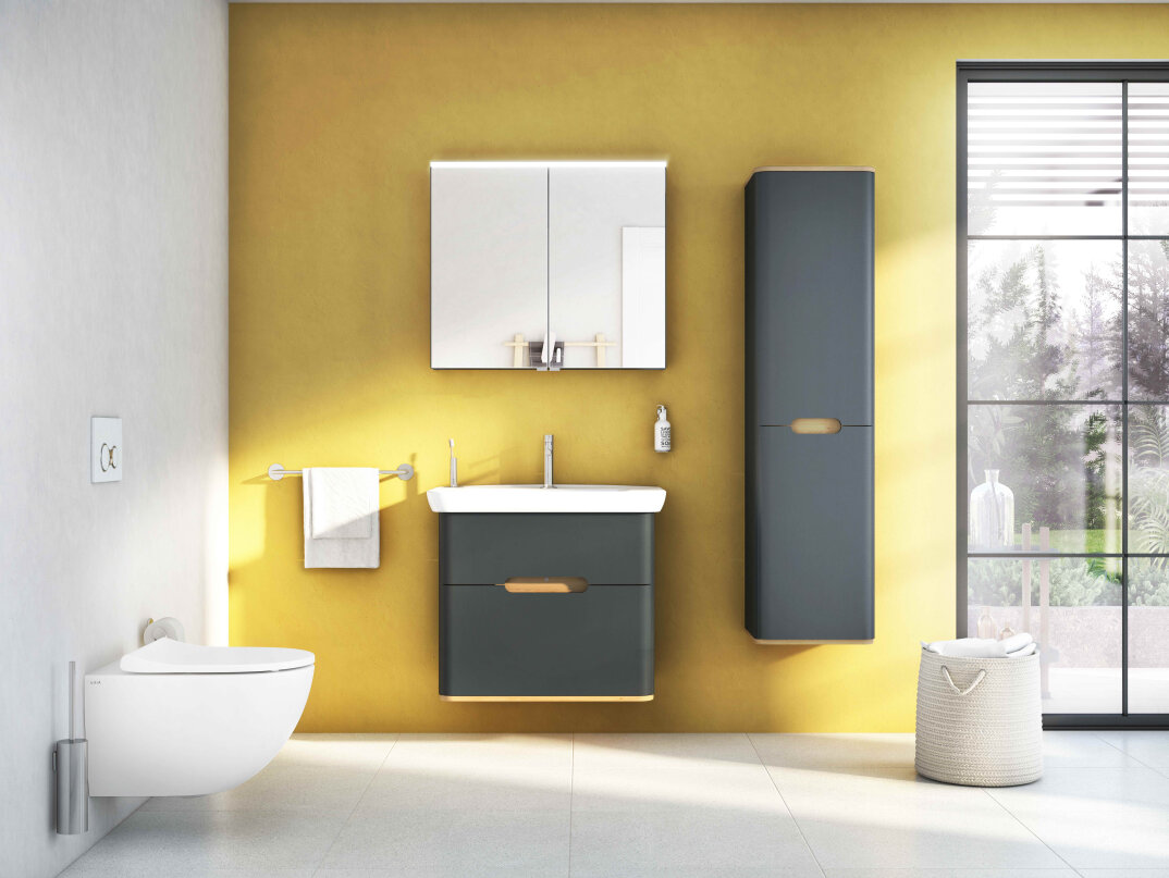 VitrA Sento Çamaşır Sepetli Boy Dolabı, Ayaksız, Sol, Mat Antrasit, 60856 - 2