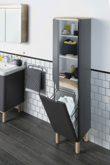 VitrA Sento Çamaşır Sepetli Boy Dolabı, Ayaksız, Sol, Mat Antrasit, 60856 - 3