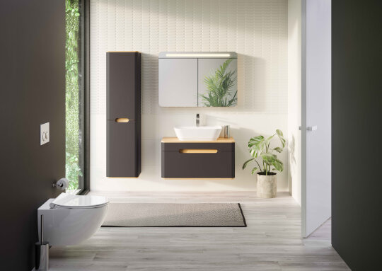 VitrA Sento Çamaşır Sepetli Boy Dolabı, Ayaksız, Sol, Mat Antrasit, 60856 - 4