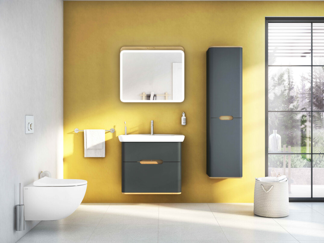 VitrA Sento Çamaşır Sepetli Boy Dolabı, Ayaksız, Sol, Mat Antrasit, 60856 - 5