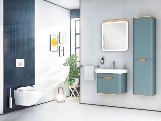 VitrA Sento Çamaşır Sepetli Boy Dolabı, Ayaksız, Sol, Mat Fiyord Yeşili,65892 - 2