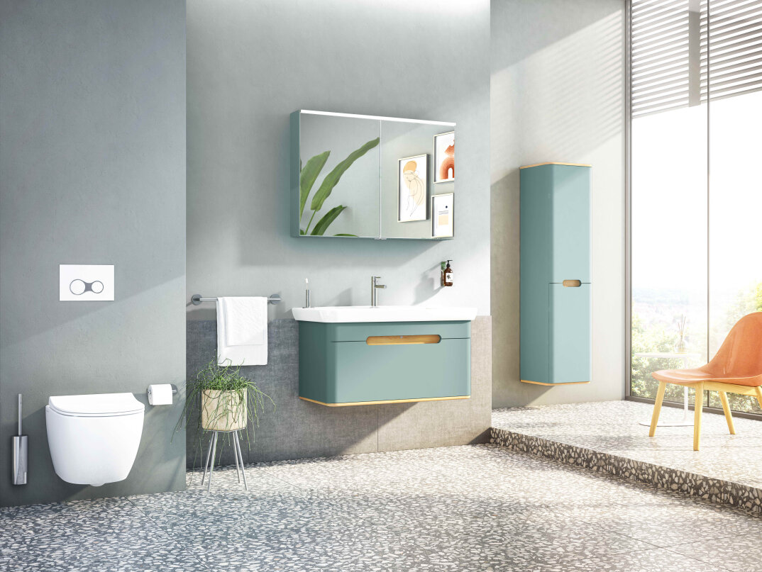 VitrA Sento Çamaşır Sepetli Boy Dolabı, Ayaksız, Sol, Mat Fiyord Yeşili,65892 - 4