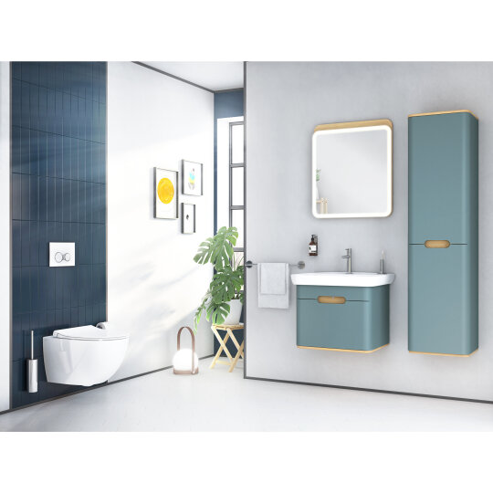 VitrA Sento Çamaşır Sepetli Boy Dolabı, Ayaksız, Sol, Mat Fiyord Yeşili,65892 - 8