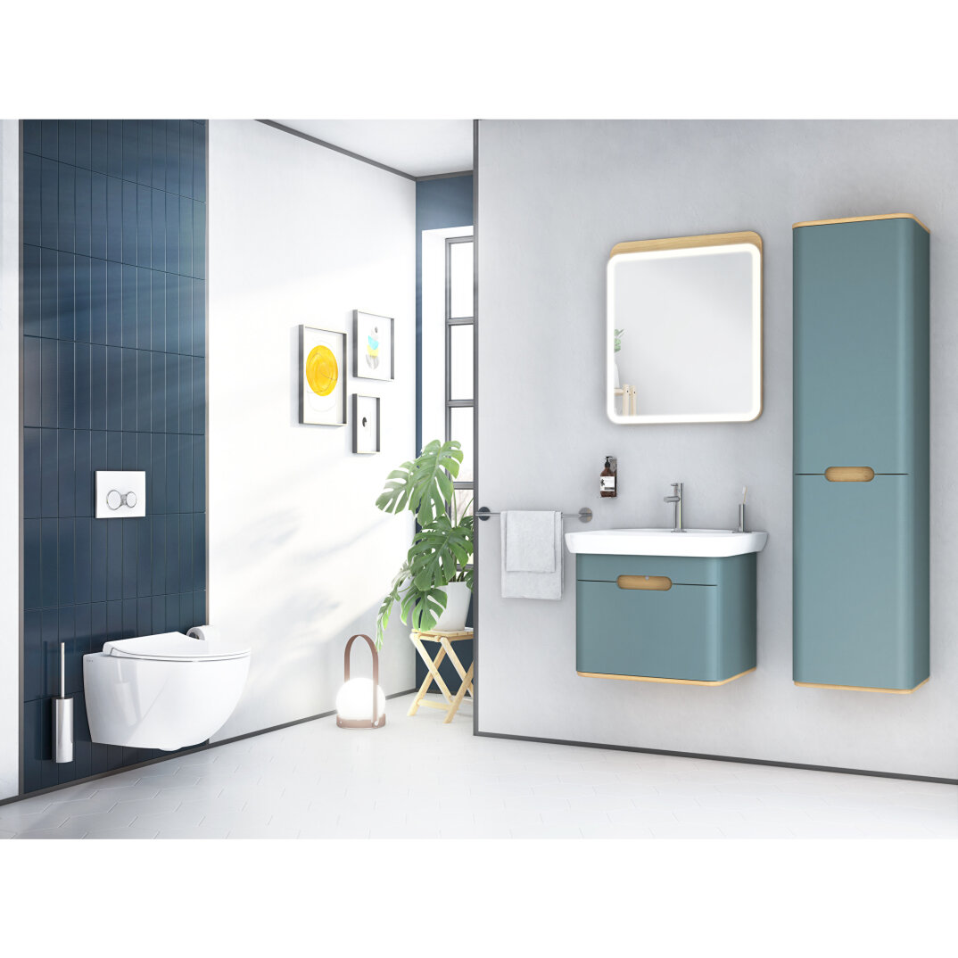 VitrA Sento Çamaşır Sepetli Boy Dolabı, Ayaksız, Sol, Mat Fiyord Yeşili,65892 - 8