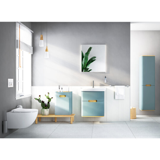 VitrA Sento Çamaşır Sepetli Boy Dolabı, Ayaksız, Sol, Mat Fiyord Yeşili,65892 - 9