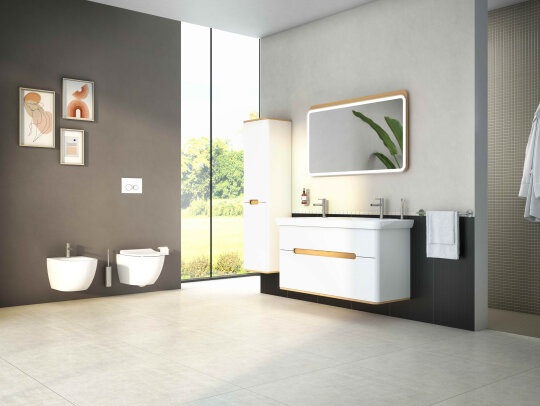 VitrA Sento Çift Çekmeceli, Çift Lavabo Hazneli Lavabo Dolabı, Ayaksız, 130 Cm, Mat Beyaz,61187 - 2