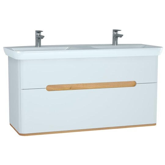 VitrA Sento Çift Çekmeceli, Çift Lavabo Hazneli Lavabo Dolabı, Ayaksız, 130 Cm, Mat Beyaz,61187 - 7
