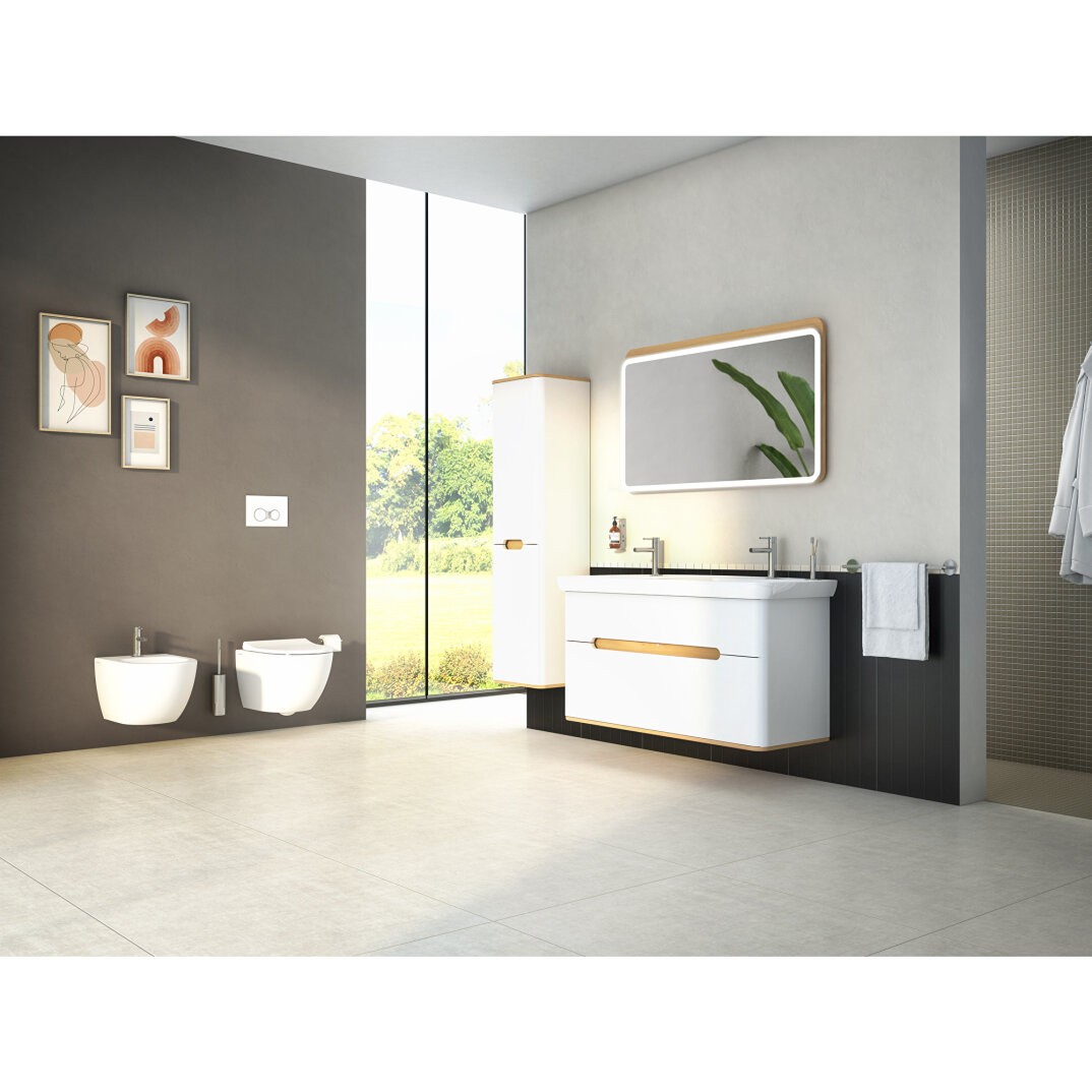 VitrA Sento Çift Çekmeceli, Çift Lavabo Hazneli Lavabo Dolabı, Ayaksız, 130 Cm, Mat Beyaz,61187 - 8