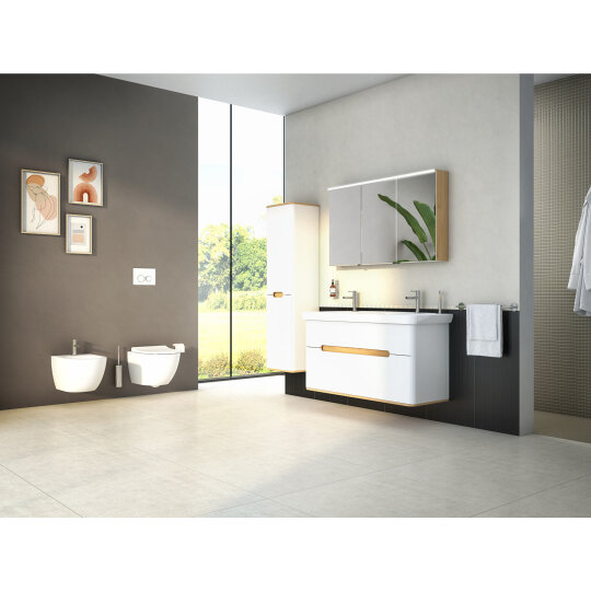 VitrA Sento Çift Çekmeceli, Çift Lavabo Hazneli Lavabo Dolabı, Ayaksız, 130 Cm, Mat Beyaz,61187 - 10