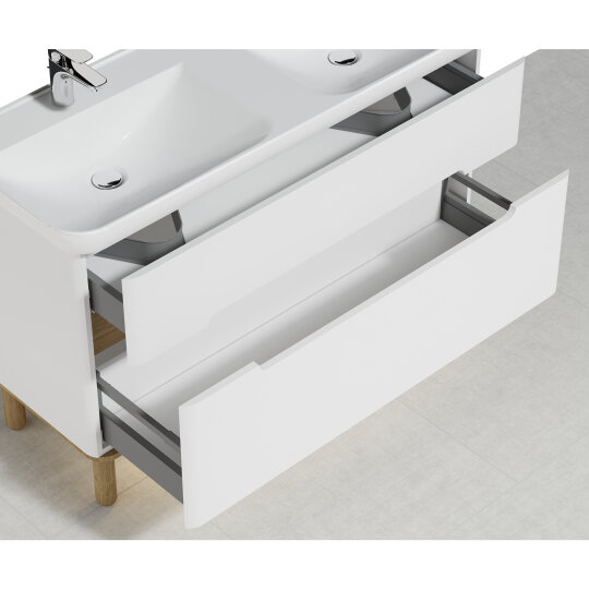 VitrA Sento Çift Çekmeceli, Çift Lavabo Hazneli Lavabo Dolabı, Ayaksız, 130 Cm, Mat Beyaz,61187 - 11