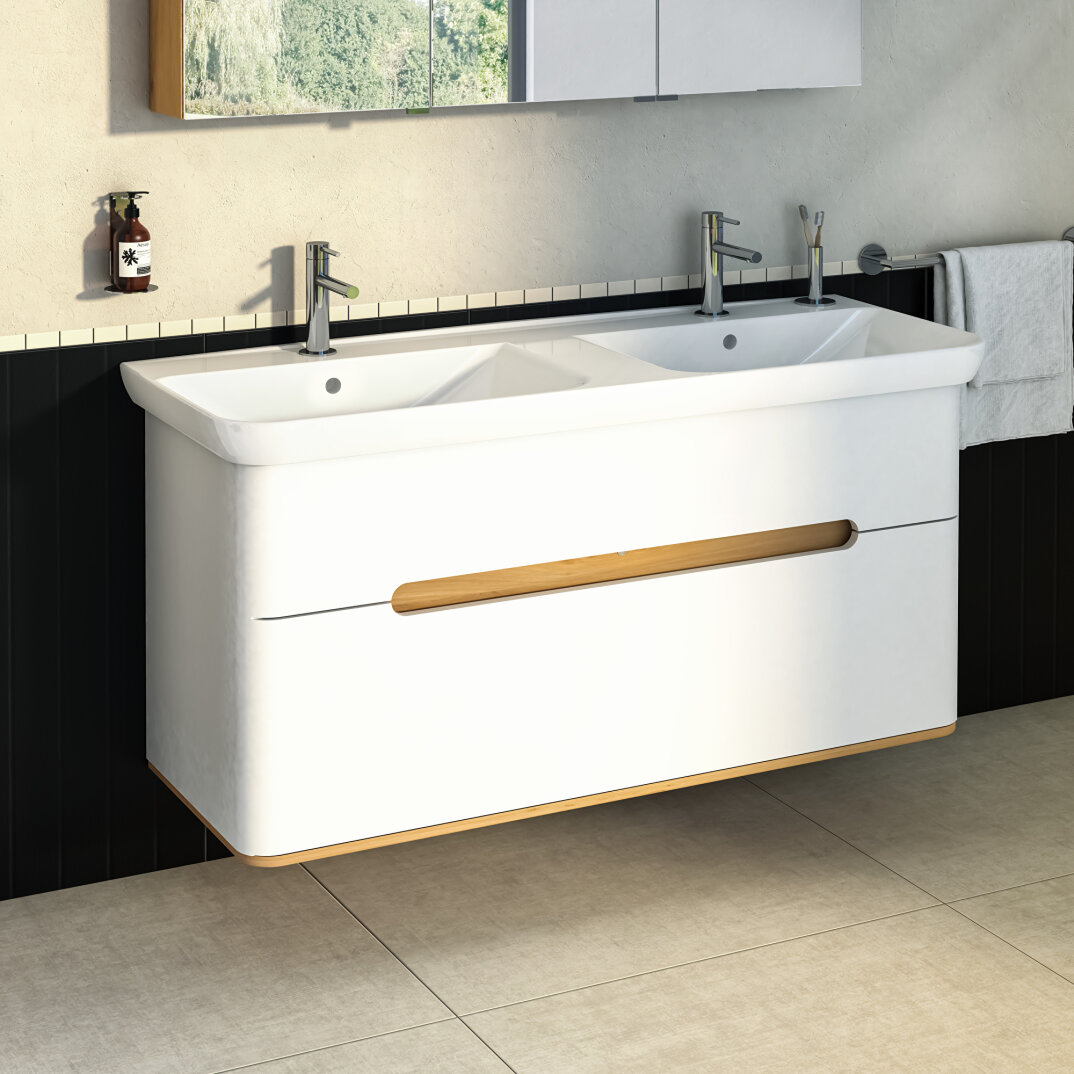 VitrA Sento Çift Çekmeceli, Çift Lavabo Hazneli Lavabo Dolabı, Ayaksız, 130 Cm, Mat Beyaz,61187 - 13