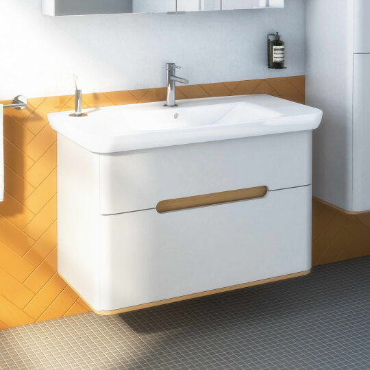 VitrA Sento Çift Çekmeceli Lavabo Dolabı, Ayaksız, 100 Cm, Mat Açık Gri,65990 - 3
