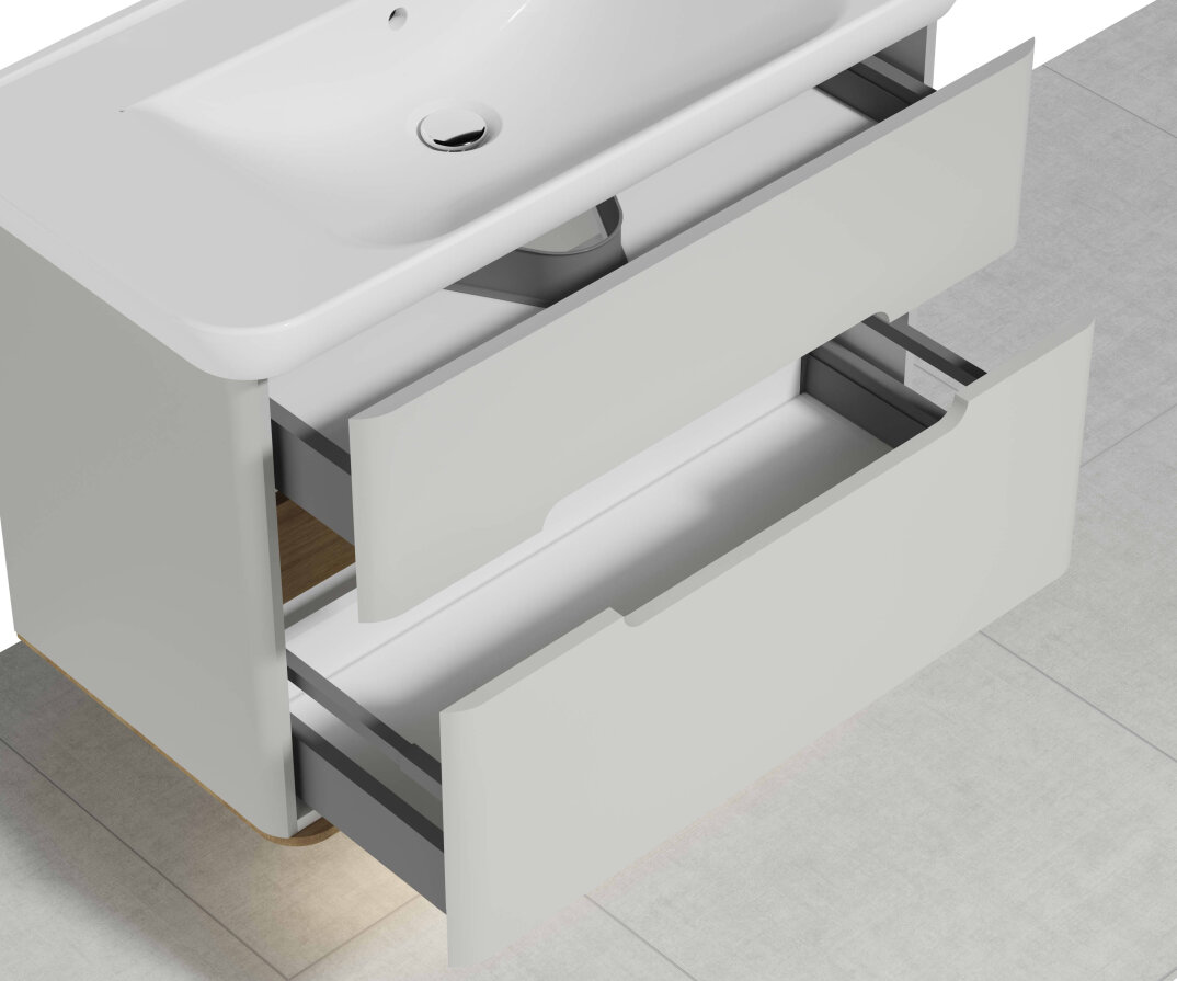 VitrA Sento Çift Çekmeceli Lavabo Dolabı, Ayaksız, 100 Cm, Mat Açık Gri,65990 - 6