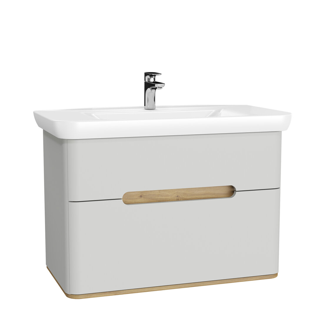VitrA Sento Çift Çekmeceli Lavabo Dolabı, Ayaksız, 100 Cm, Mat Açık Gri,65990 - 7