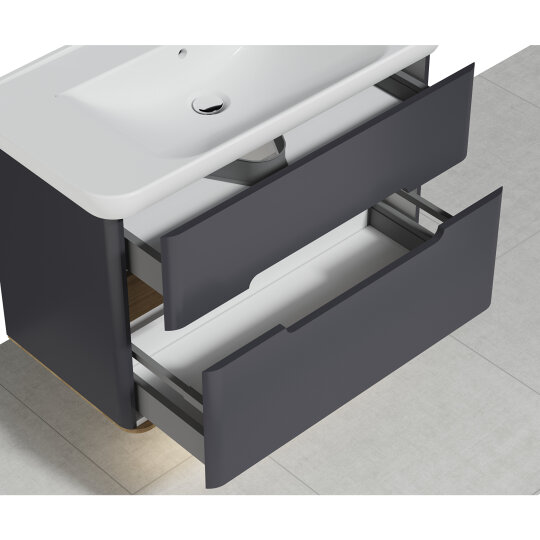 Vitra Sento Çift Çekmeceli Lavabo Dolabı, Ayaksız, 100 Cm, Mat Antrasit 60838 - 5