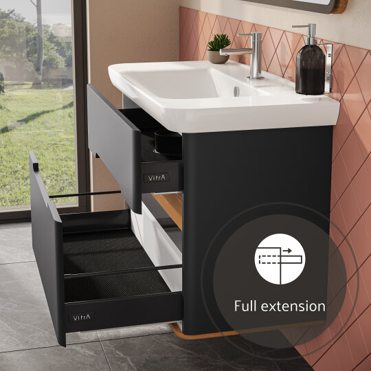 Vitra Sento Çift Çekmeceli Lavabo Dolabı, Ayaksız, 100 Cm, Mat Antrasit 60838 - 6