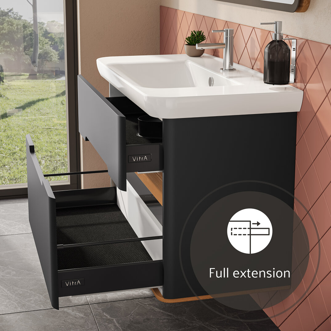 Vitra Sento Çift Çekmeceli Lavabo Dolabı, Ayaksız, 100 Cm, Mat Antrasit 60838 - 6