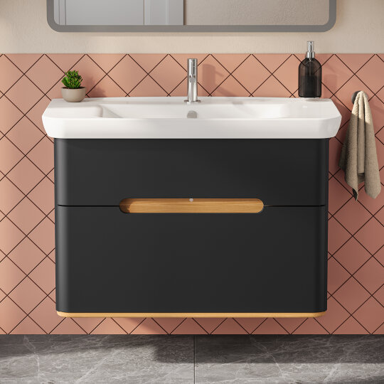 Vitra Sento Çift Çekmeceli Lavabo Dolabı, Ayaksız, 100 Cm, Mat Antrasit 60838 - 8