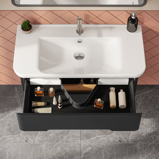Vitra Sento Çift Çekmeceli Lavabo Dolabı, Ayaksız, 100 Cm, Mat Antrasit 60838 - 11