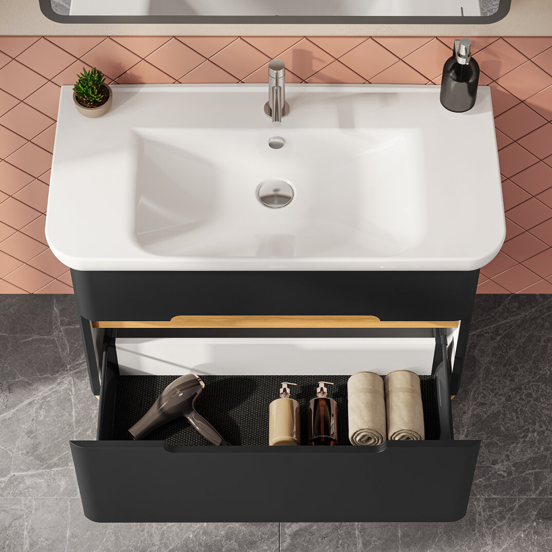Vitra Sento Çift Çekmeceli Lavabo Dolabı, Ayaksız, 100 Cm, Mat Antrasit 60838 - 14