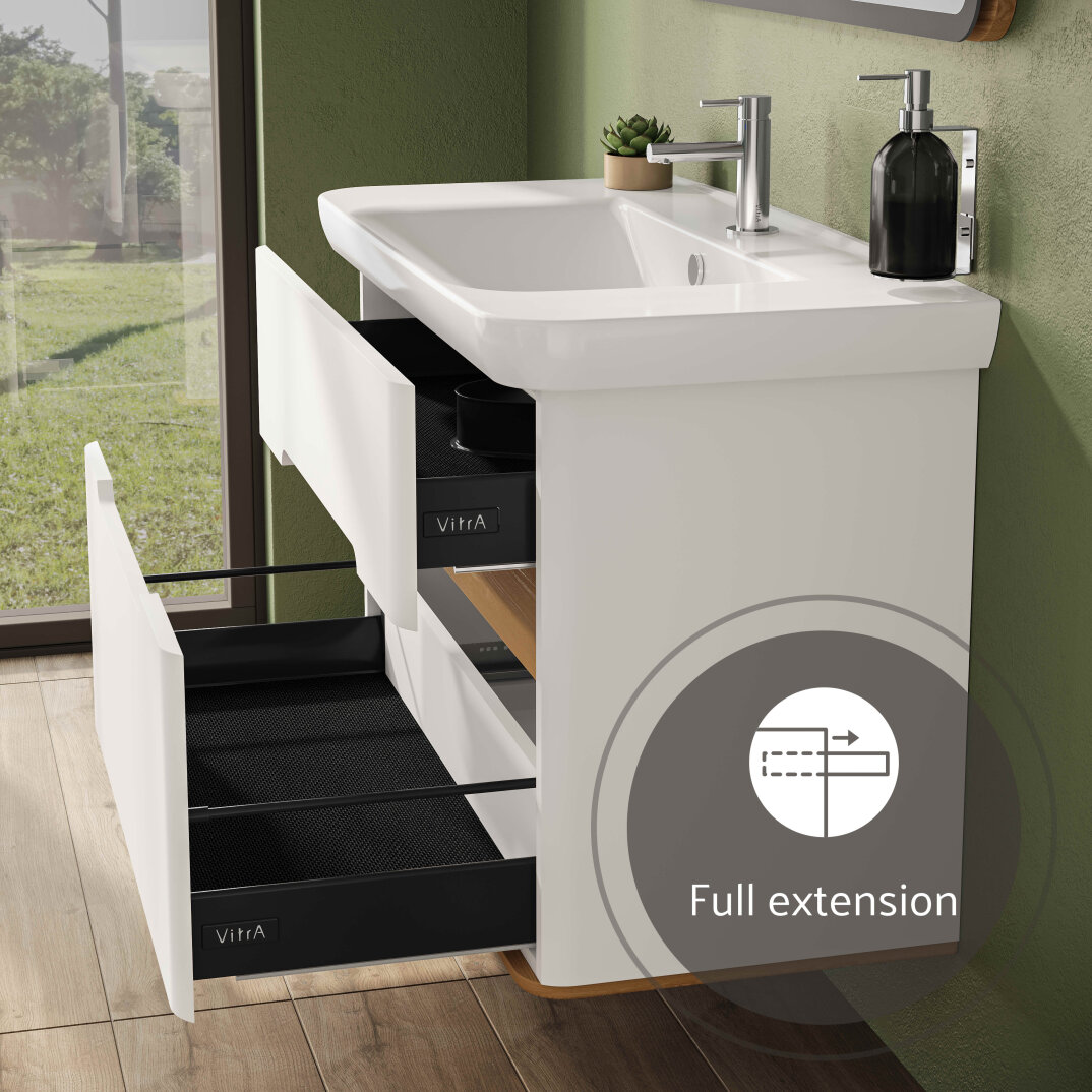 VitrA Sento Çift Çekmeceli Lavabo Dolabı, Ayaksız, 100 Cm, Mat Beyaz,60826 - 4
