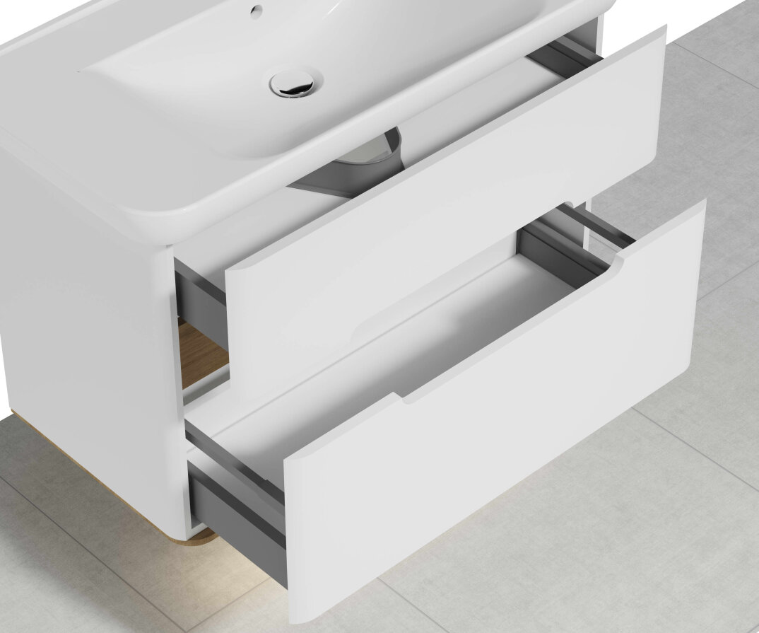 VitrA Sento Çift Çekmeceli Lavabo Dolabı, Ayaksız, 100 Cm, Mat Beyaz,60826 - 5