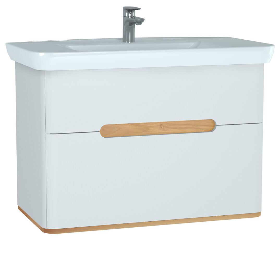 VitrA Sento Çift Çekmeceli Lavabo Dolabı, Ayaksız, 100 Cm, Mat Beyaz,60826 - 7