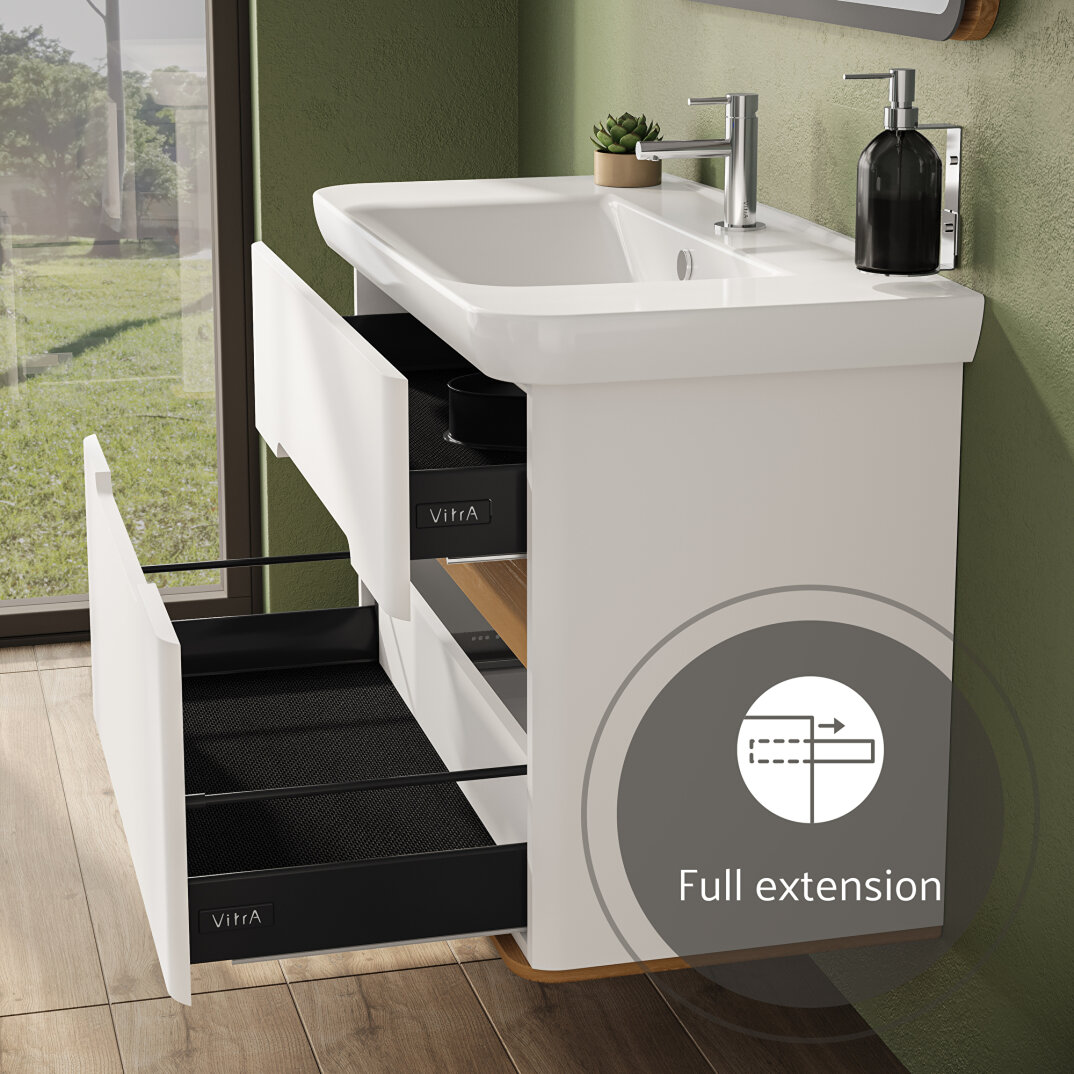 VitrA Sento Çift Çekmeceli Lavabo Dolabı, Ayaksız, 100 Cm, Mat Beyaz,60826 - 10
