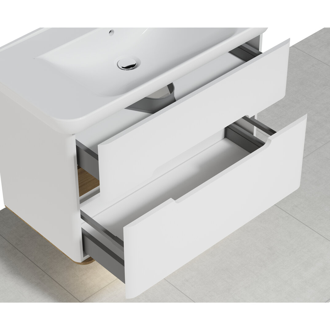 VitrA Sento Çift Çekmeceli Lavabo Dolabı, Ayaksız, 100 Cm, Mat Beyaz,60826 - 11