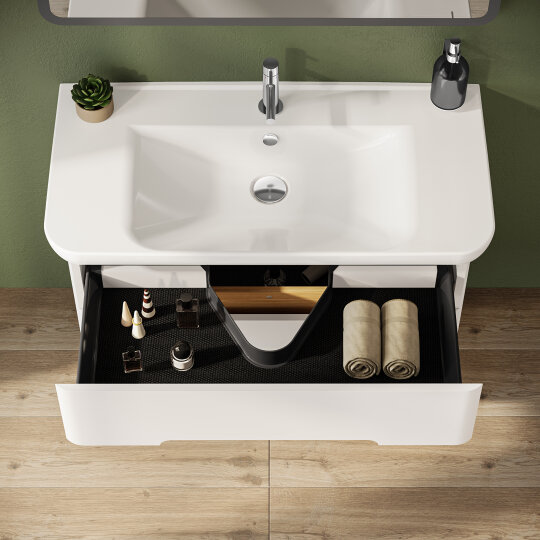 VitrA Sento Çift Çekmeceli Lavabo Dolabı, Ayaksız, 100 Cm, Mat Beyaz,60826 - 14